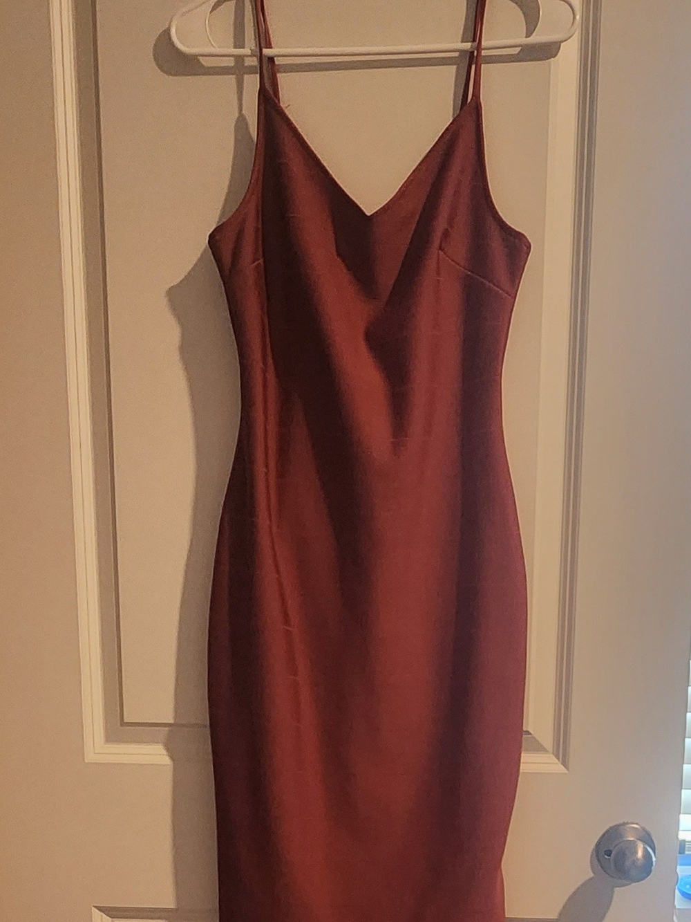 Love Burgundy Satin Slip Midi Dress